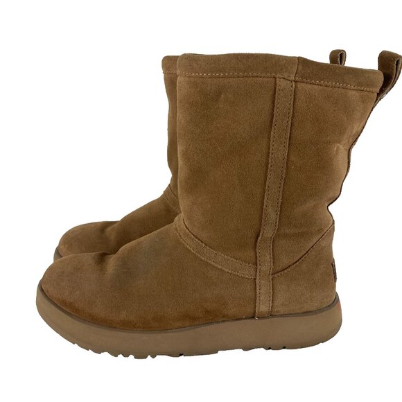 UGG Womens Sz 10 Brown Suede Mid Calf Arctic Grip Winter Vibram Sole Boots - Picture 1 of 9